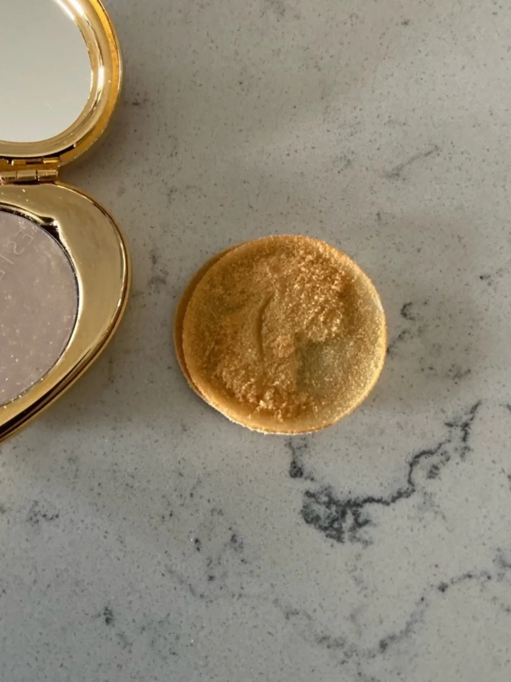 Estee Lauder Gold Heart Compact with Pink Crystal Accents